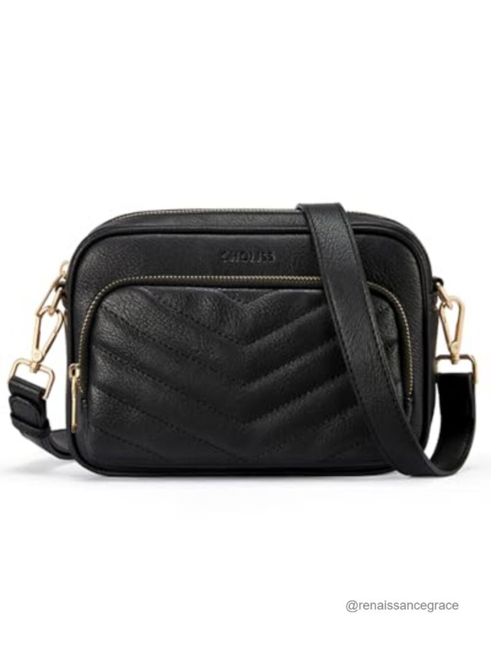 Quilted Vegan Leather RFID Blocking Crossbody Bag with Built in Wallet